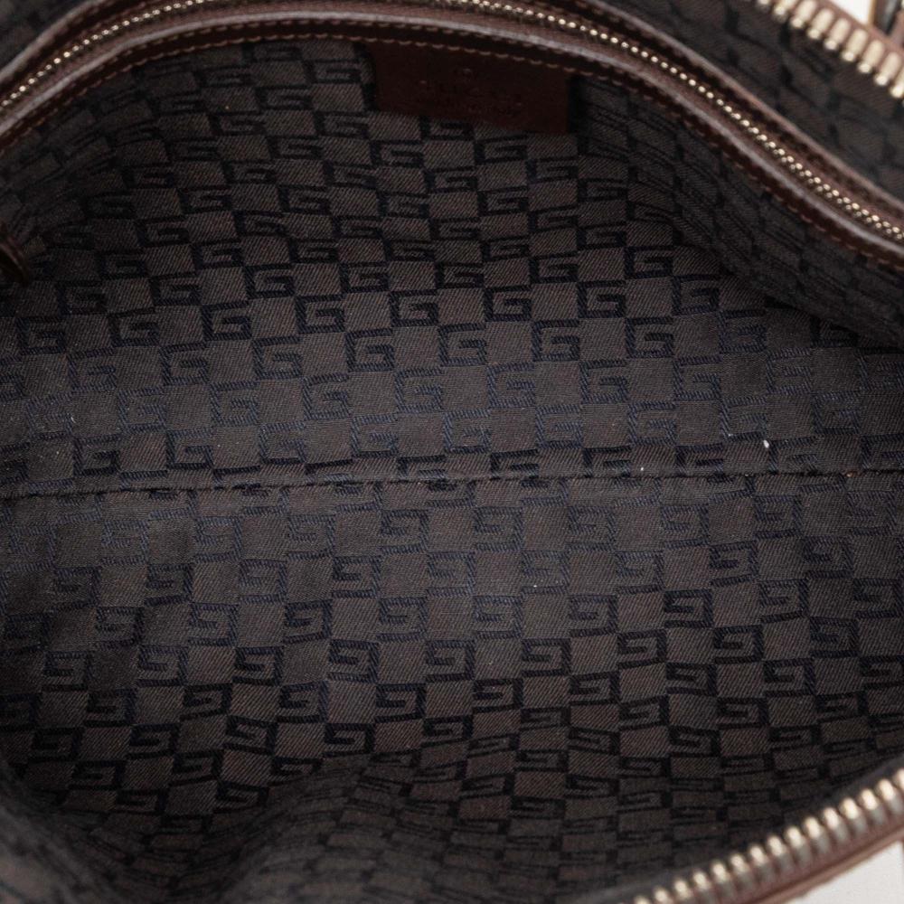 Gucci B Gucci Brown Light Brown Canvas Fabric Web Reins Shoulder Bag Italy