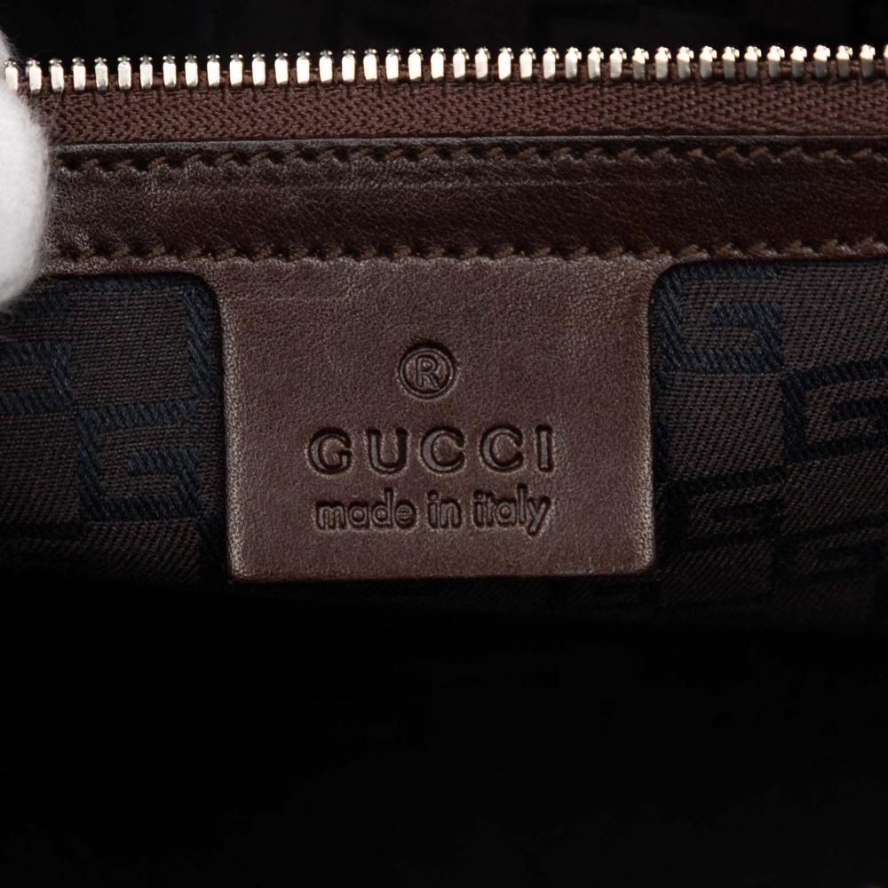 Gucci B Gucci Brown Light Brown Canvas Fabric Web Reins Shoulder Bag Italy