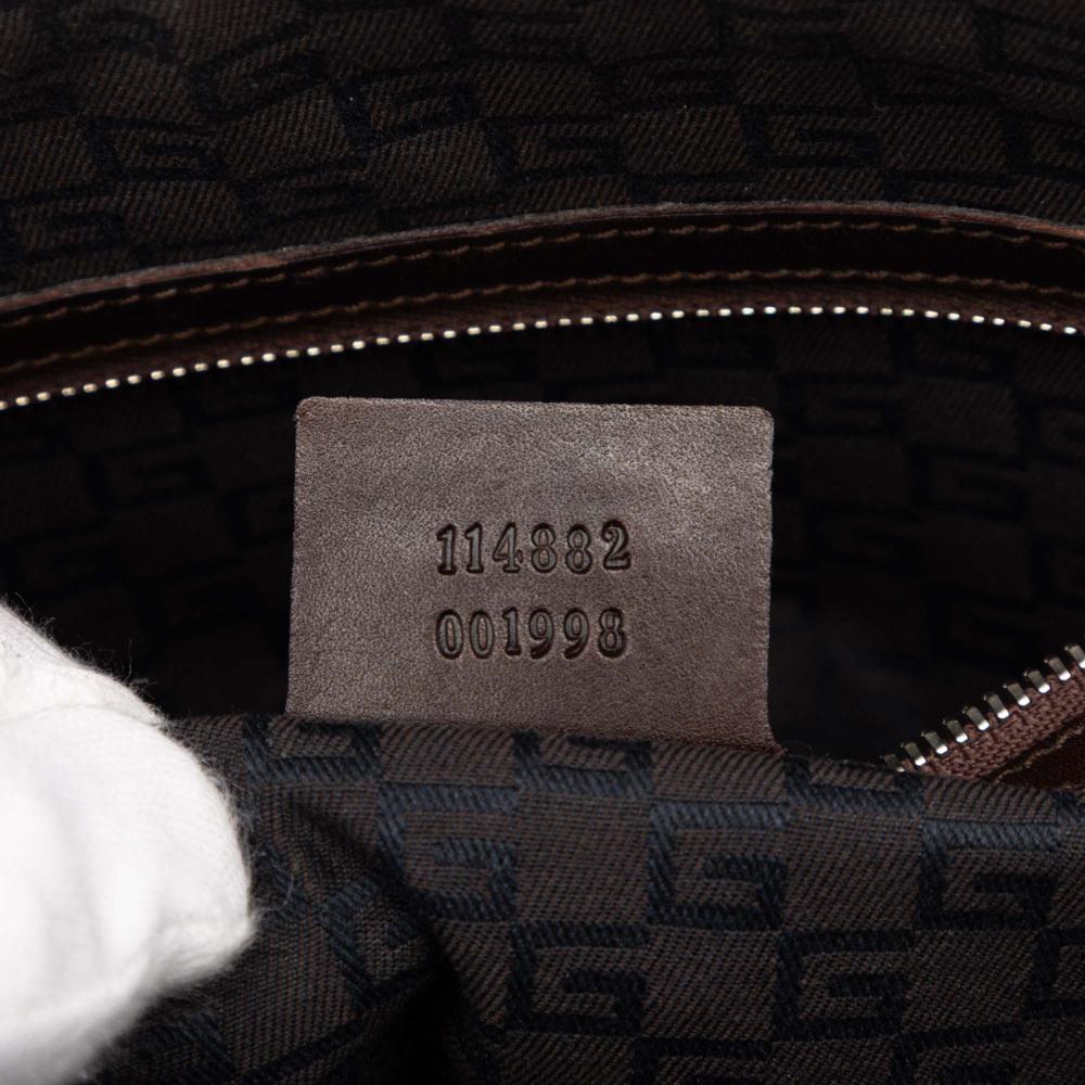 Gucci B Gucci Brown Light Brown Canvas Fabric Web Reins Shoulder Bag Italy