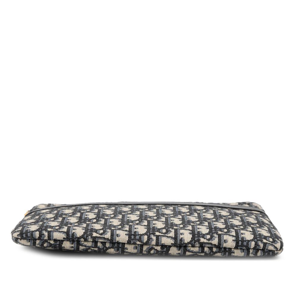 Christian Dior AB Dior Blue Navy Canvas Fabric Oblique Clutch Italy