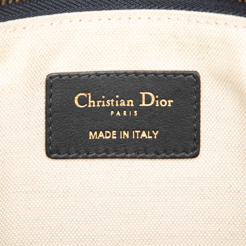 Christian Dior AB Dior Blue Navy Canvas Fabric Oblique Clutch Italy