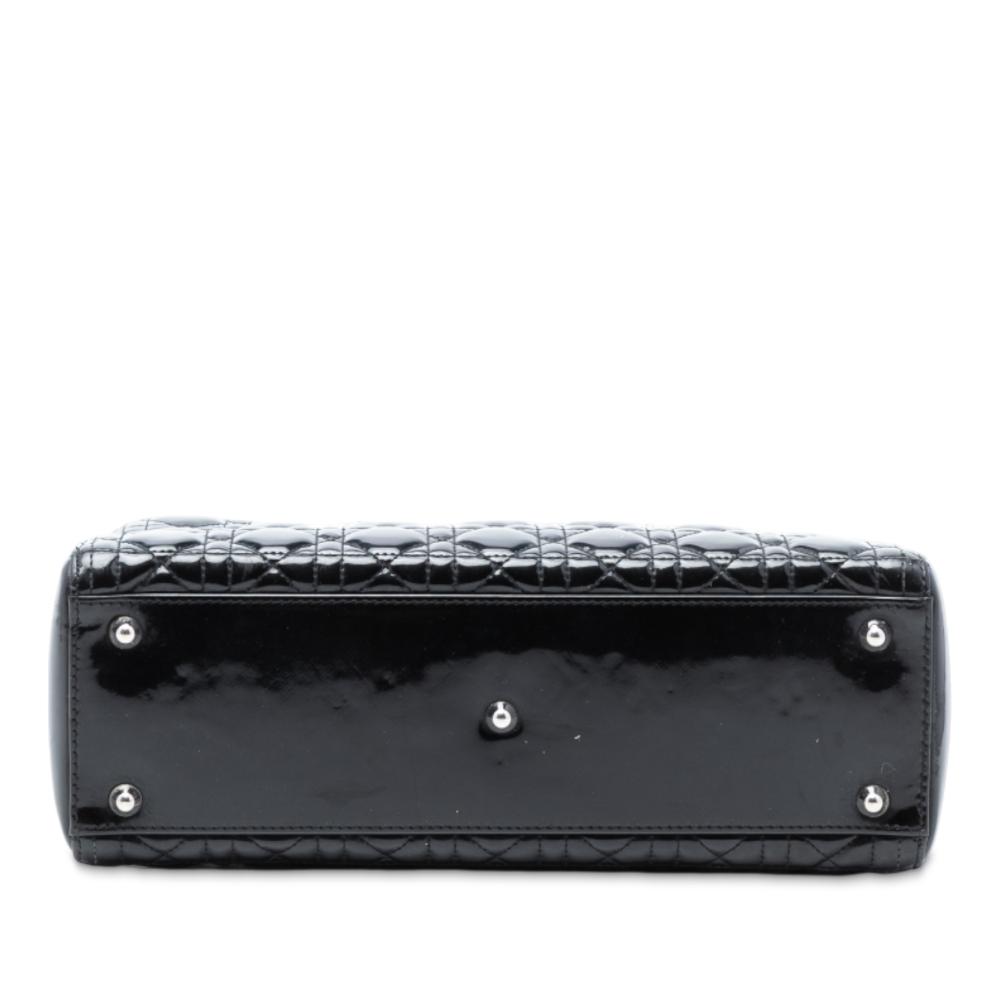 Christian Dior B Dior Black Patent Leather Leather Large Patent Cannage Lady Dior Italy