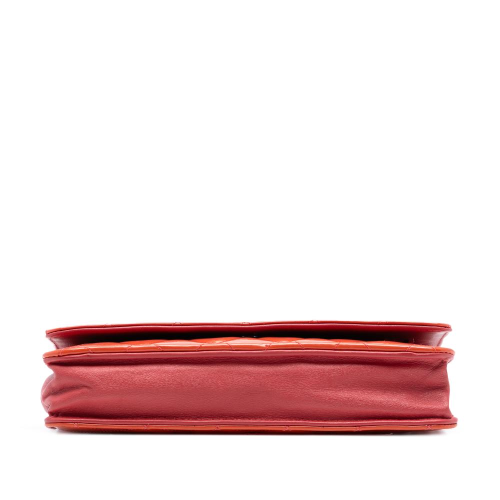 Chanel AB Chanel Orange Dark Orange Patent Leather Leather CC Quilted Patent Wallet On Chain Italy