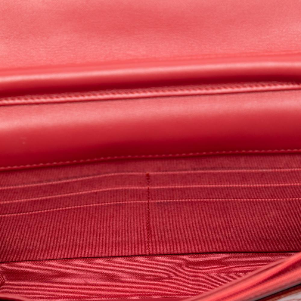 Chanel AB Chanel Orange Dark Orange Patent Leather Leather CC Quilted Patent Wallet On Chain Italy