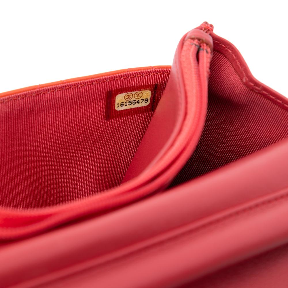 Chanel AB Chanel Orange Dark Orange Patent Leather Leather CC Quilted Patent Wallet On Chain Italy