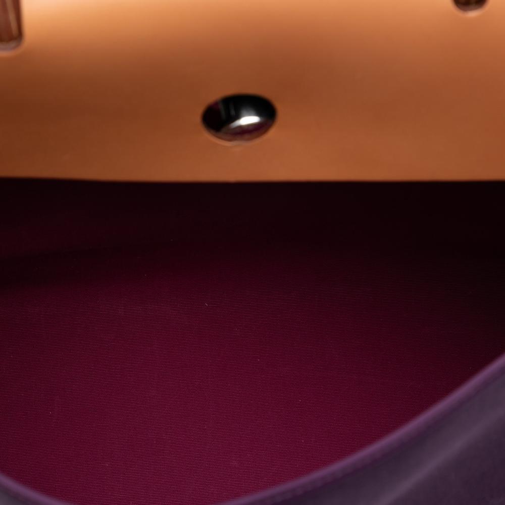 Hermès B Hermès Purple Plum with Brown Canvas Fabric Toile Verso Herbag Zip 39 France