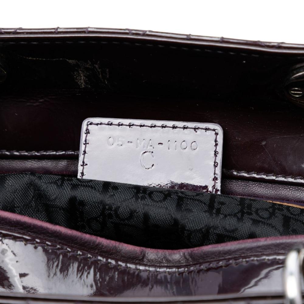 Christian Dior B Dior Purple Plum Patent Leather Leather Large Patent Cannage Lady Dior Italy
