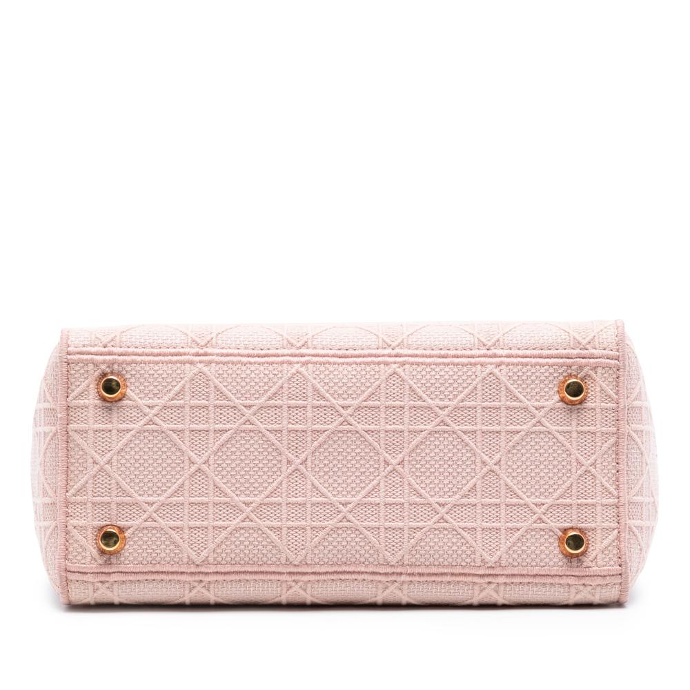Christian Dior B Dior Pink Canvas Fabric Medium Cannage Lady D Lite Italy