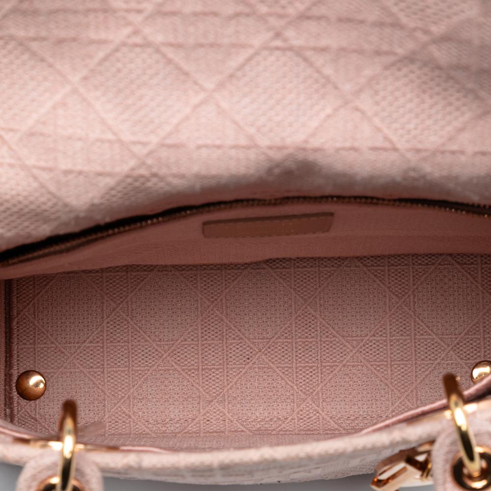 Christian Dior B Dior Pink Canvas Fabric Medium Cannage Lady D Lite Italy