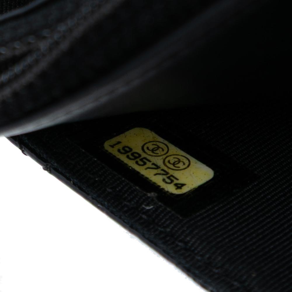 Chanel B Chanel Black Patent Leather Leather CC Quilted Patent Wallet On Chain Italy