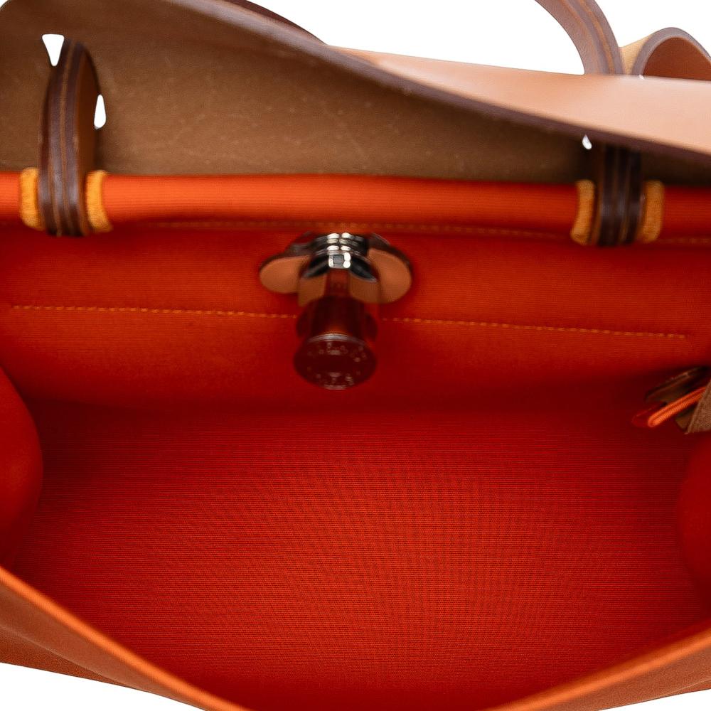 Hermès AB Hermès Orange Dark Orange with Brown Canvas Fabric Toile Herbag Zip 31 France
