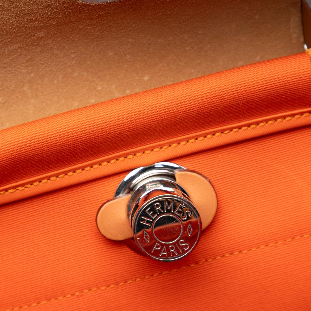 Hermès AB Hermès Orange Dark Orange with Brown Canvas Fabric Toile Herbag Zip 31 France