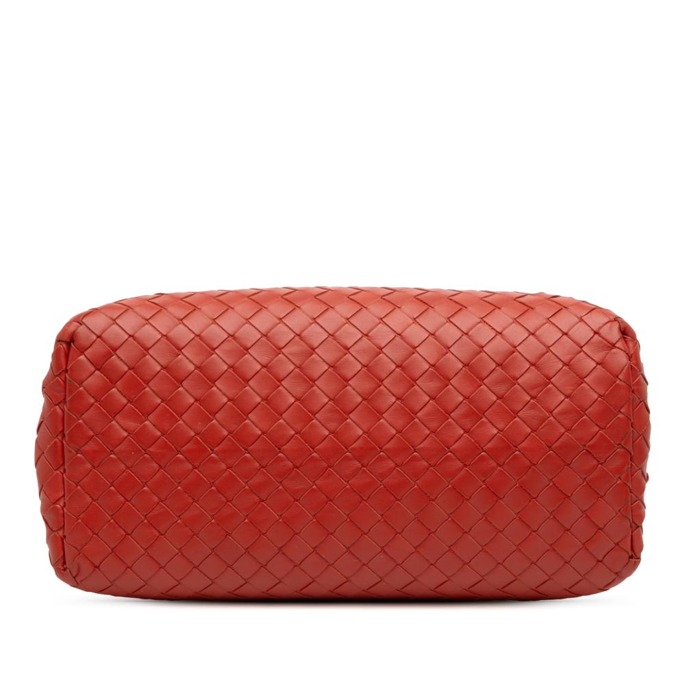 Bottega Veneta B Bottega Veneta Red Nappa Leather Leather Mini Nappa Intrecciato Roma Satchel Italy