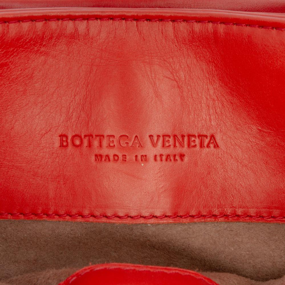 Bottega Veneta B Bottega Veneta Red Nappa Leather Leather Mini Nappa Intrecciato Roma Satchel Italy
