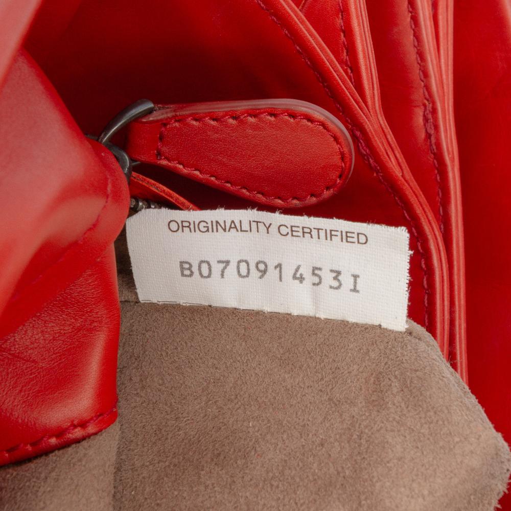 Bottega Veneta B Bottega Veneta Red Nappa Leather Leather Mini Nappa Intrecciato Roma Satchel Italy