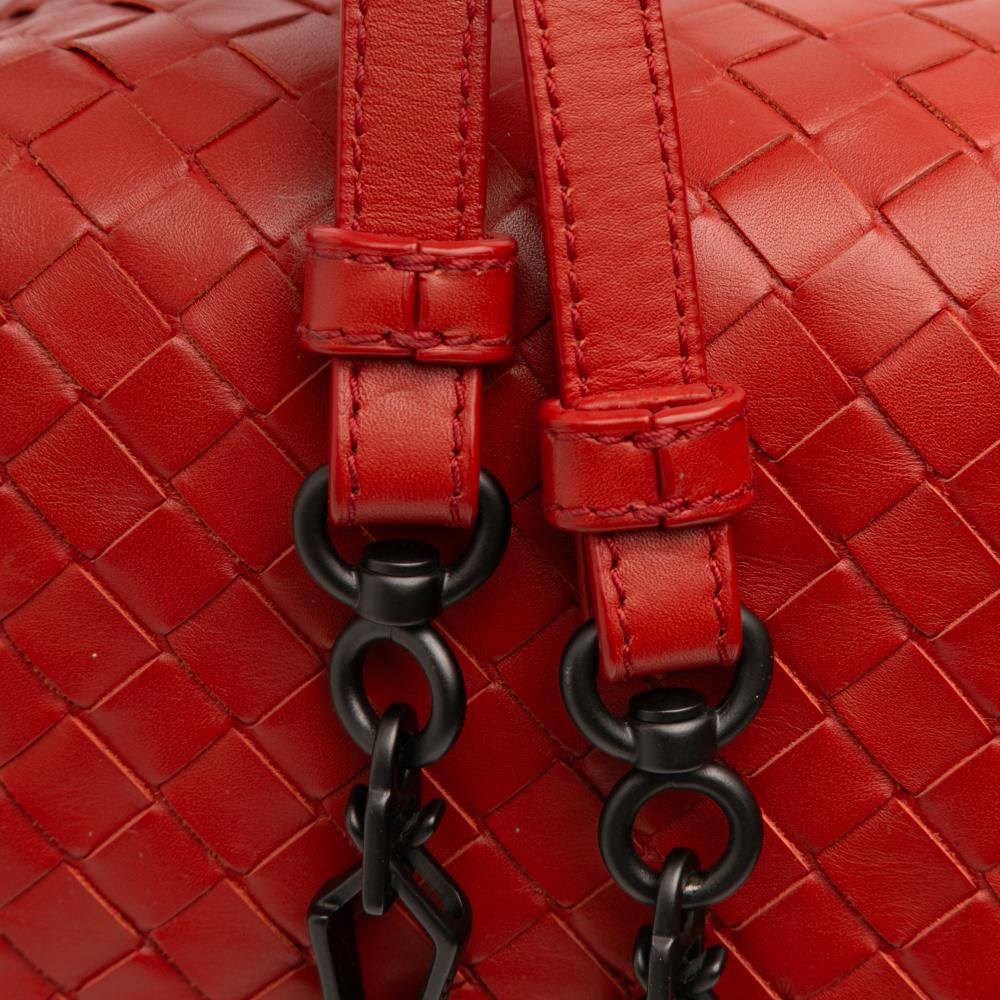 Bottega Veneta B Bottega Veneta Red Nappa Leather Leather Mini Nappa Intrecciato Roma Satchel Italy