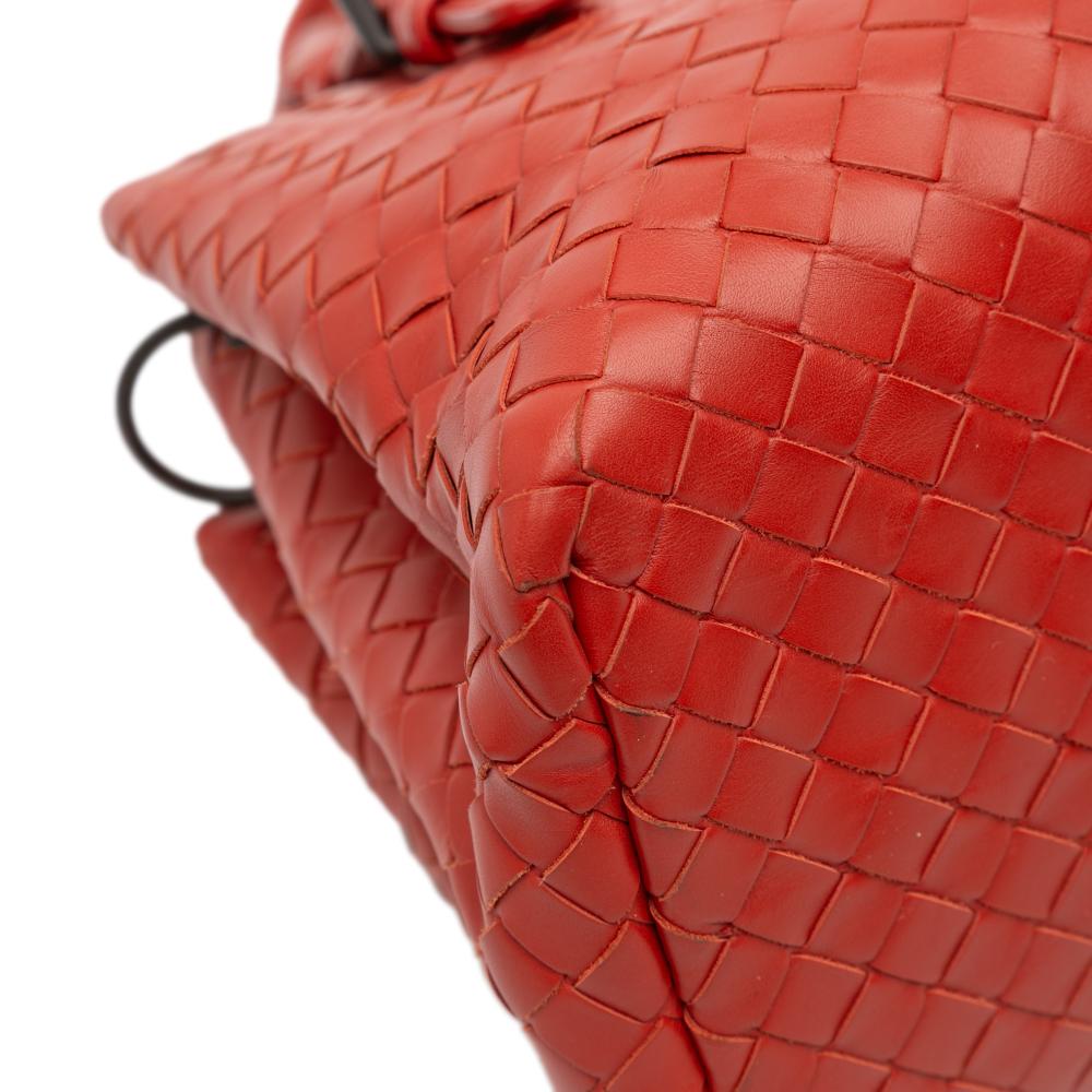 Bottega Veneta B Bottega Veneta Red Nappa Leather Leather Mini Nappa Intrecciato Roma Satchel Italy