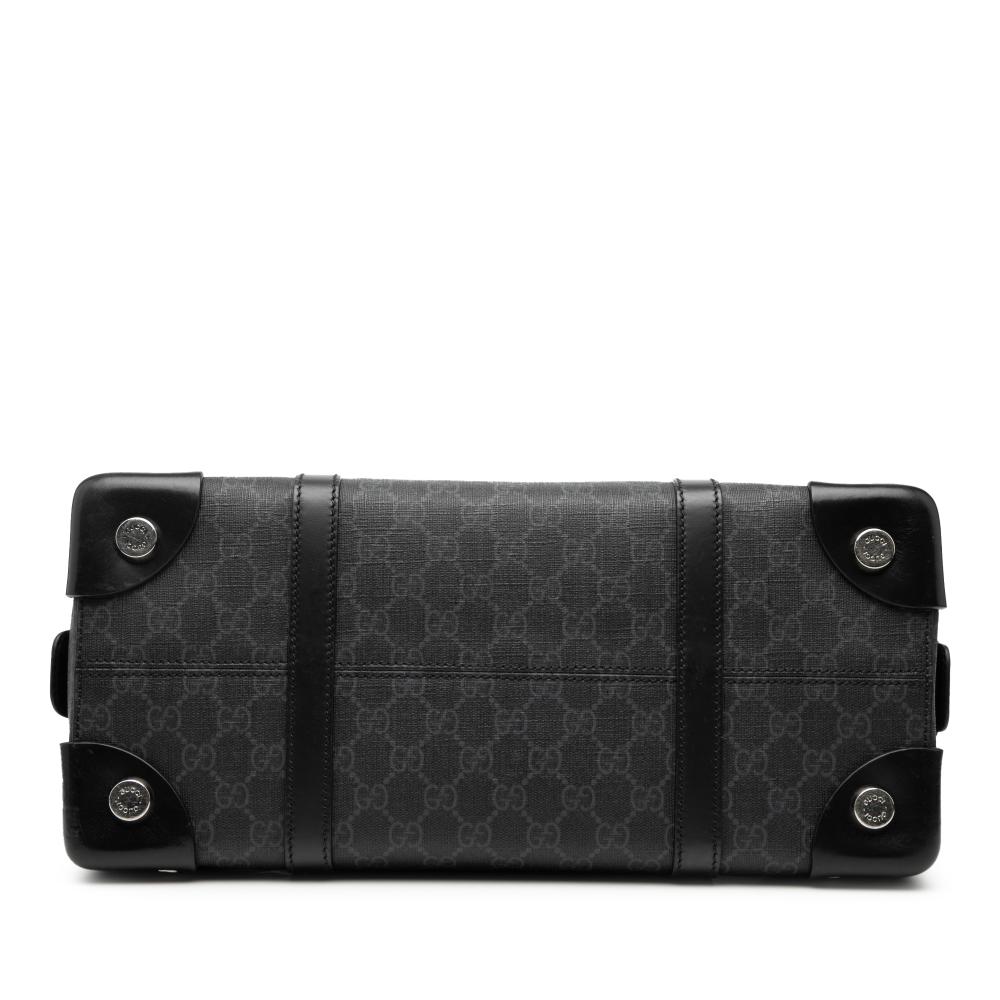 Gucci AB Gucci Black Coated Canvas Fabric GG Supreme Tote Italy