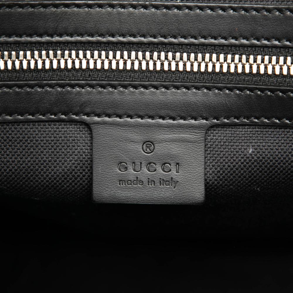 Gucci AB Gucci Black Coated Canvas Fabric GG Supreme Tote Italy