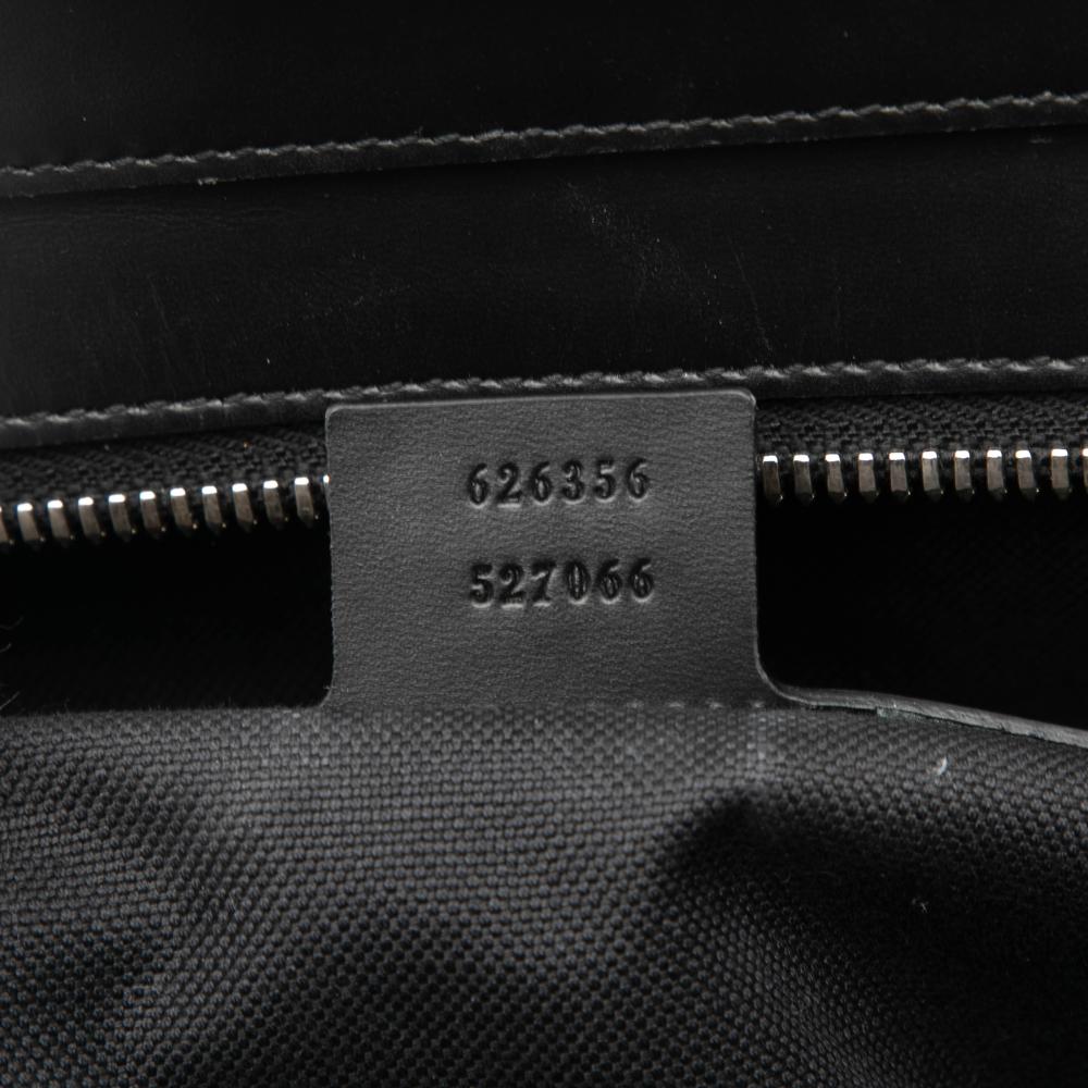 Gucci AB Gucci Black Coated Canvas Fabric GG Supreme Tote Italy