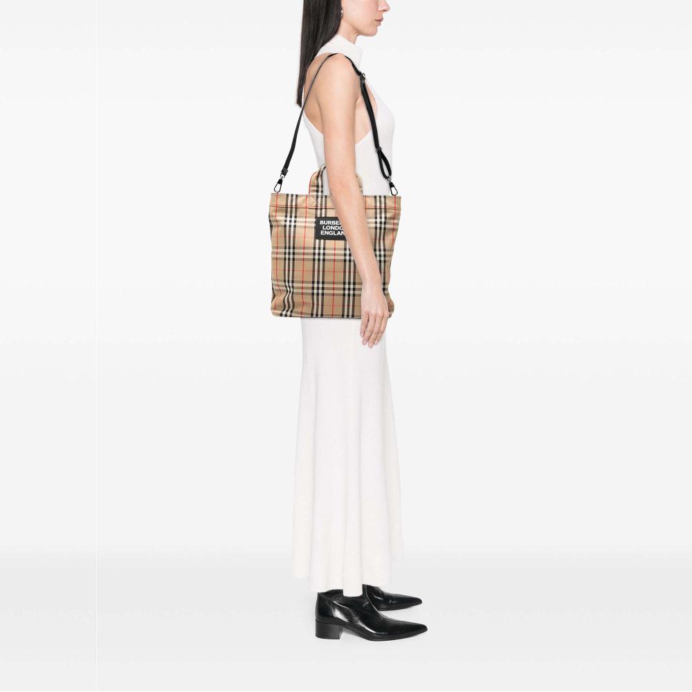 Burberry AB Burberry Brown Beige Nylon Fabric House Check Artie Satchel China