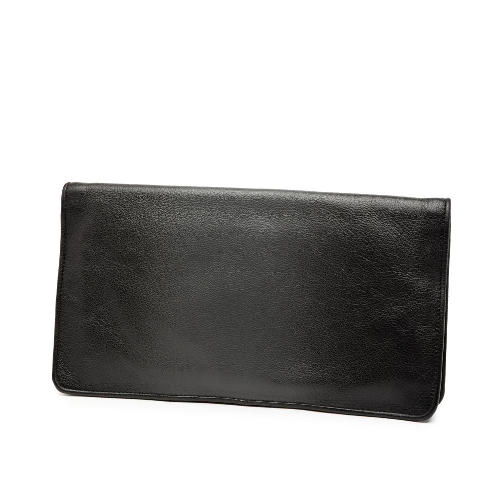 Bottega Veneta B Bottega Veneta Black Calf Leather Turn Lock Clutch Italy