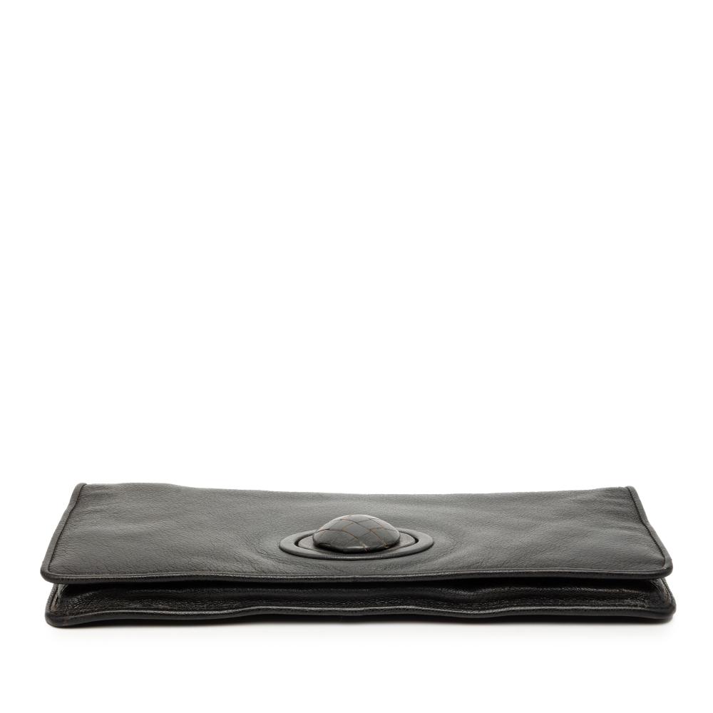 Bottega Veneta B Bottega Veneta Black Calf Leather Turn Lock Clutch Italy