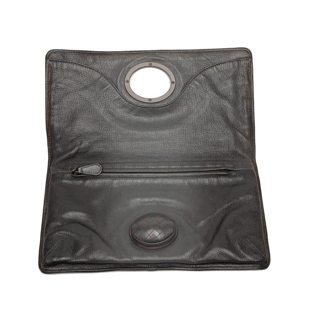 Bottega Veneta B Bottega Veneta Black Calf Leather Turn Lock Clutch Italy
