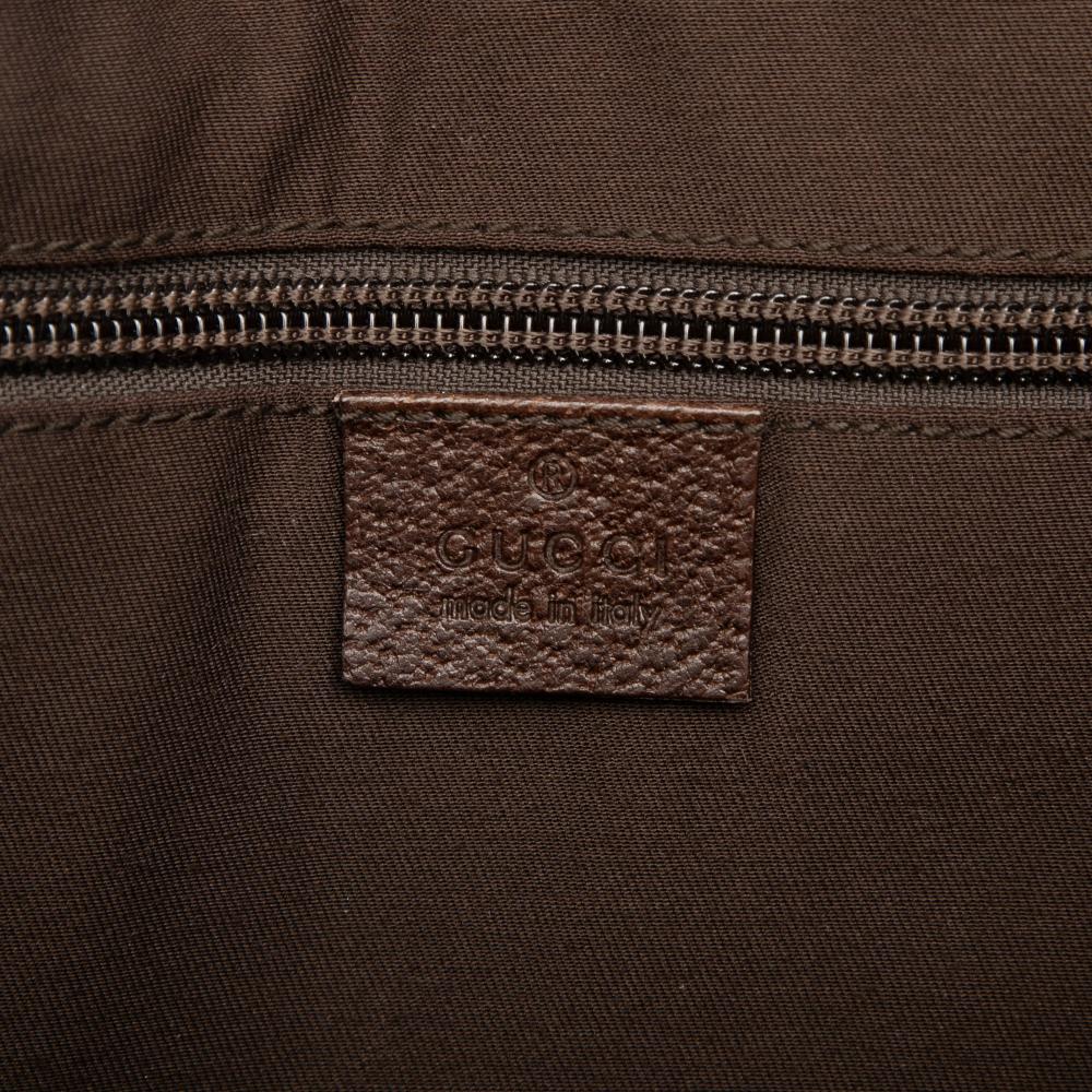 Gucci B Gucci Brown Beige Canvas Fabric GG Messenger Bag Italy