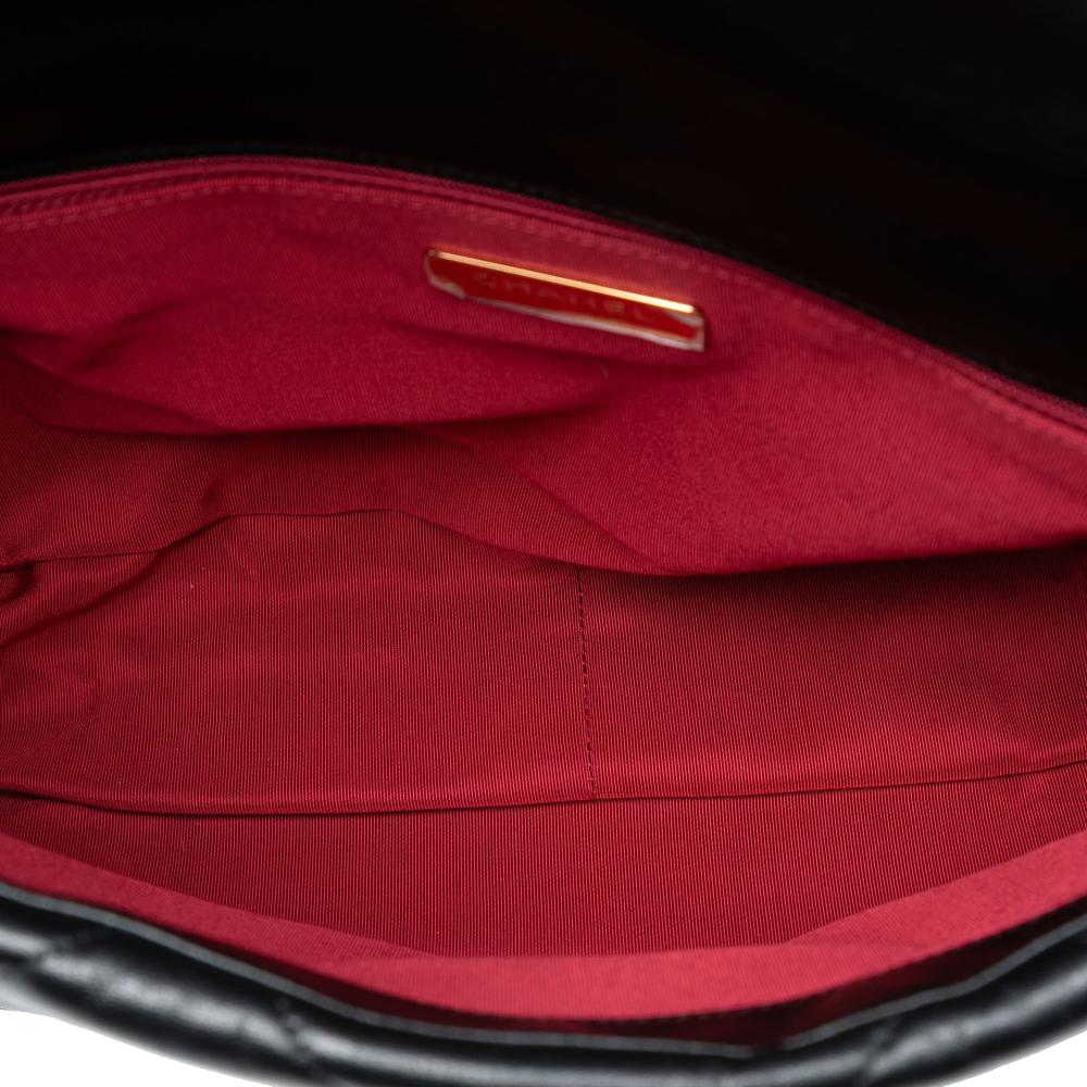 Chanel AB Chanel Black Lambskin Leather Leather Maxi Lambskin 19 Flap Italy