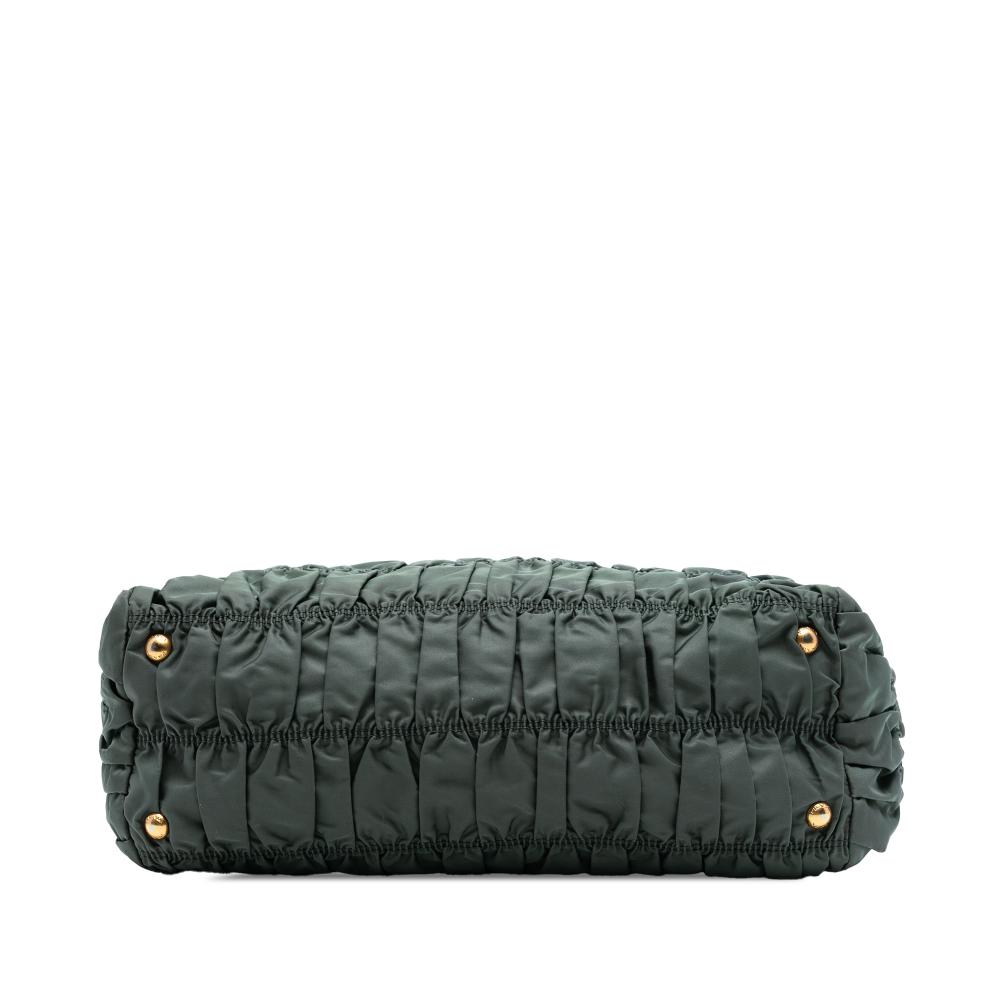 Prada B Prada Green Nylon Fabric Tessuto Gaufre Tote Italy