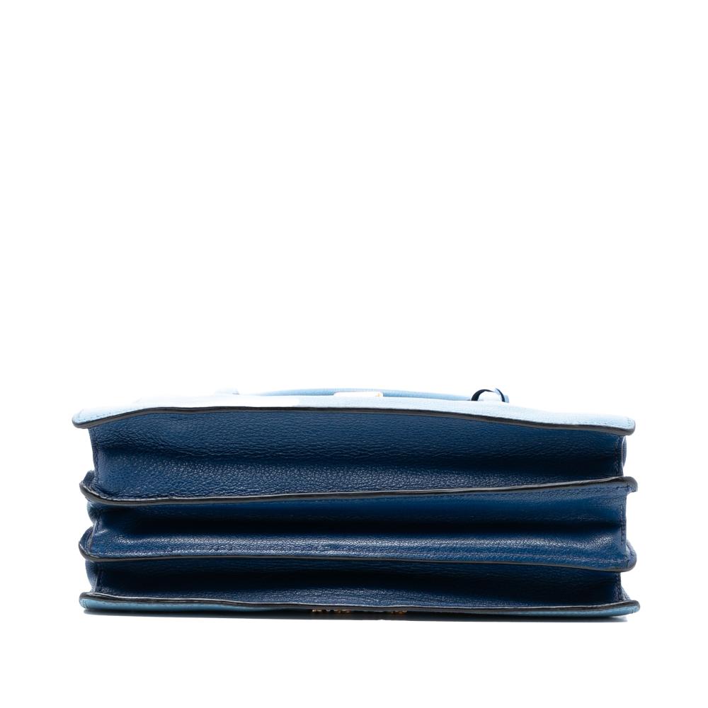 Miu Miu B Miu Miu Blue Light Blue Goatskin Leather Madras Satchel Turkey