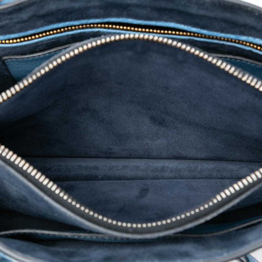 Miu Miu B Miu Miu Blue Light Blue Goatskin Leather Madras Satchel Turkey