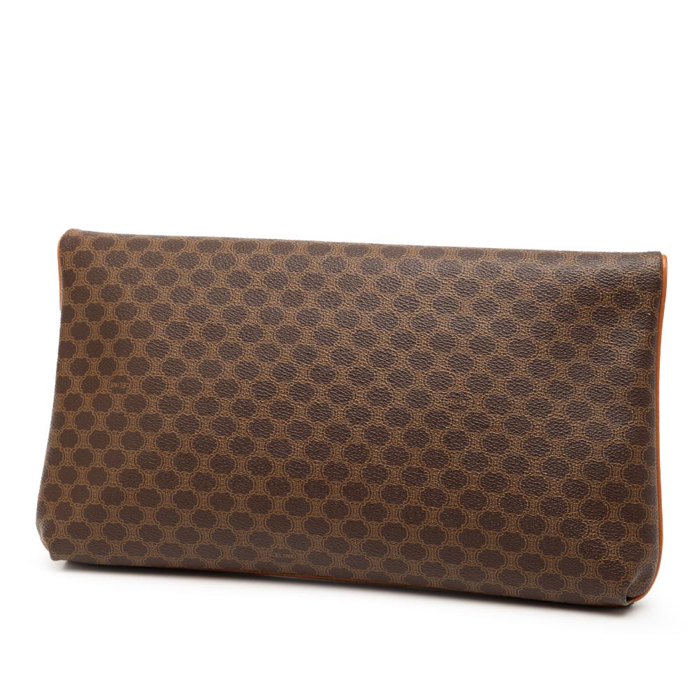 Celine B Celine Brown Coated Canvas Fabric Macadam Clutch Italy