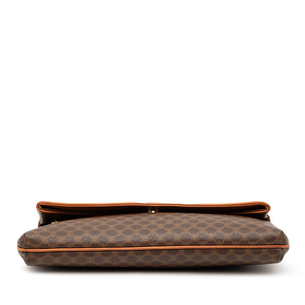 Celine B Celine Brown Coated Canvas Fabric Macadam Clutch Italy