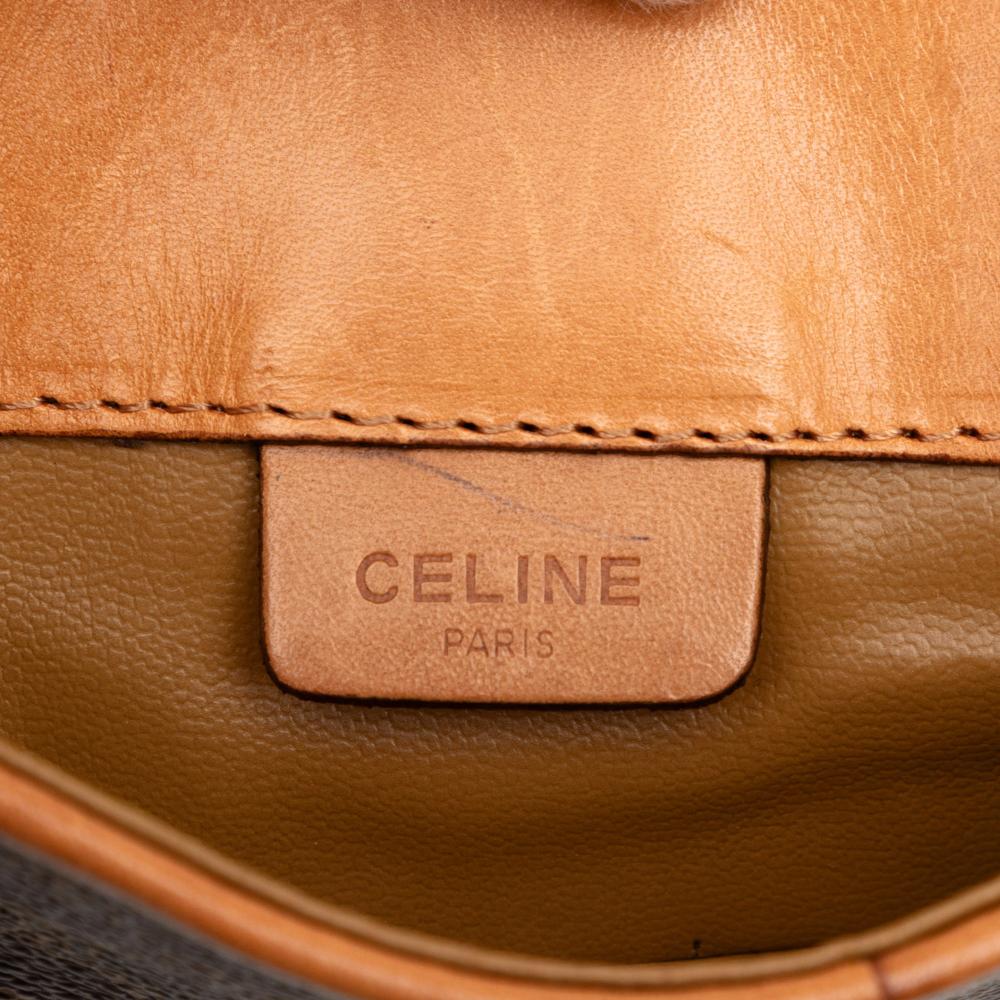 Celine B Celine Brown Coated Canvas Fabric Macadam Clutch Italy