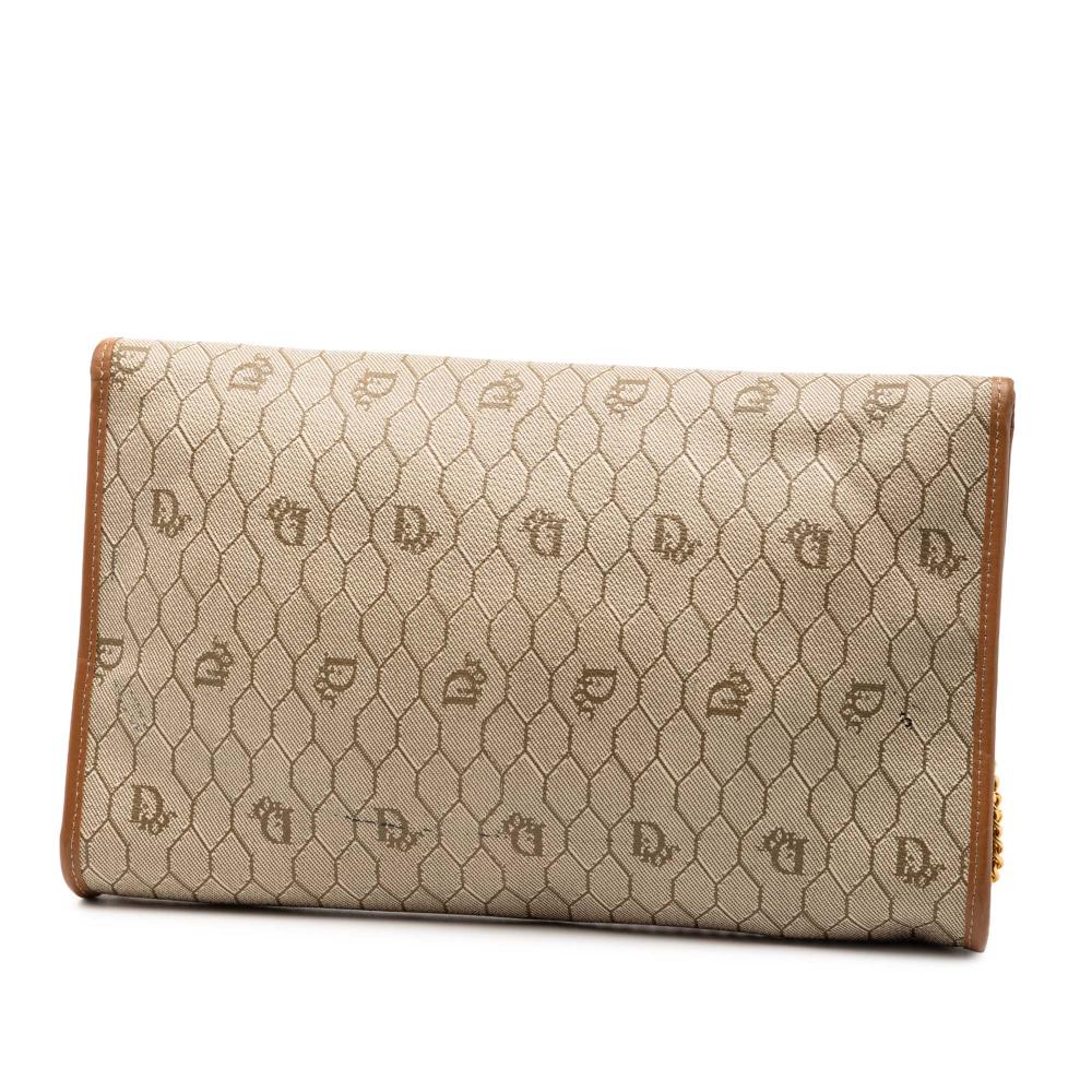 Christian Dior B Dior Brown Beige Coated Canvas Fabric Honeycomb Chain Shoulder Bag France