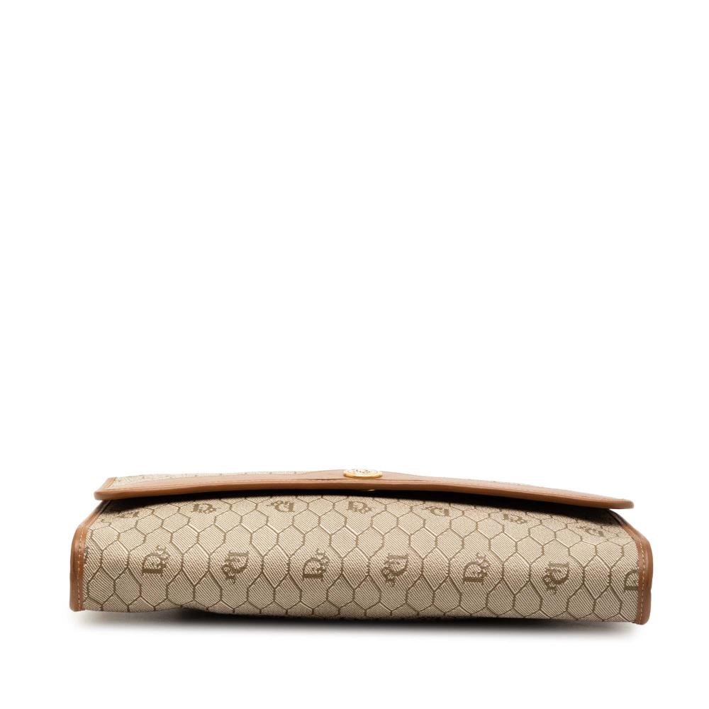 Christian Dior B Dior Brown Beige Coated Canvas Fabric Honeycomb Chain Shoulder Bag France