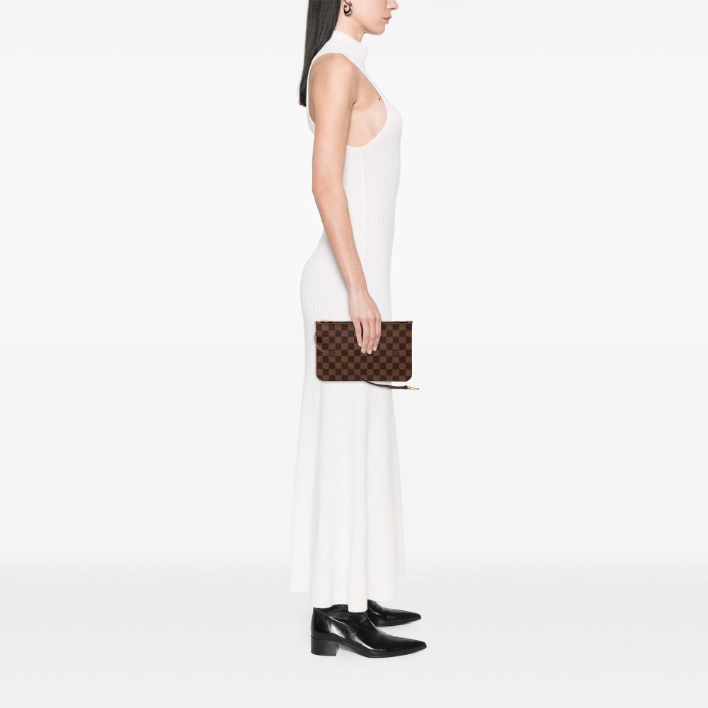 Louis Vuitton AB Louis Vuitton Brown Damier Canvas Fabric Damier Ebene Neverfull MM Pouch France