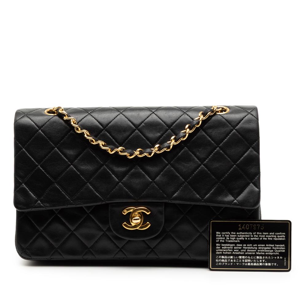 Chanel B Chanel Black Lambskin Leather Leather Medium Classic Lambskin Double Flap France