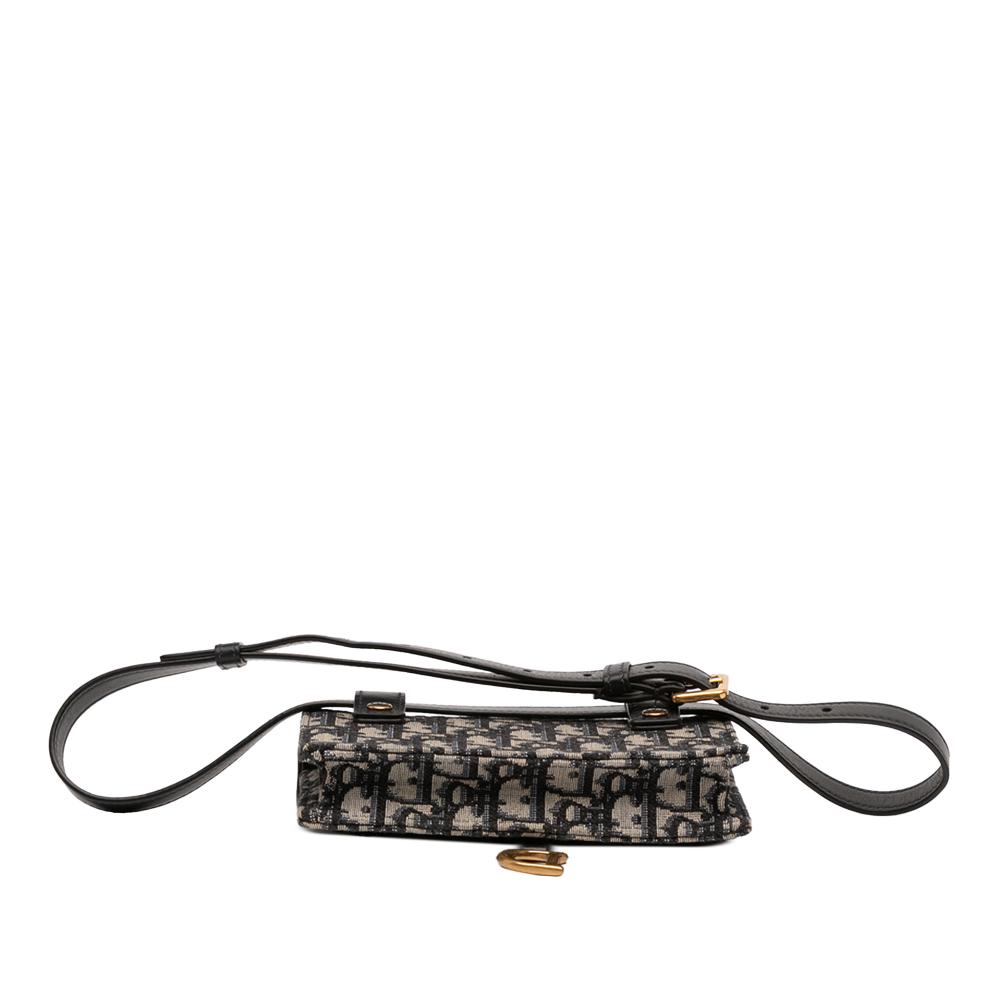 Christian Dior AB Dior Blue Navy Canvas Fabric Oblique Saddle Belt Bag Italy