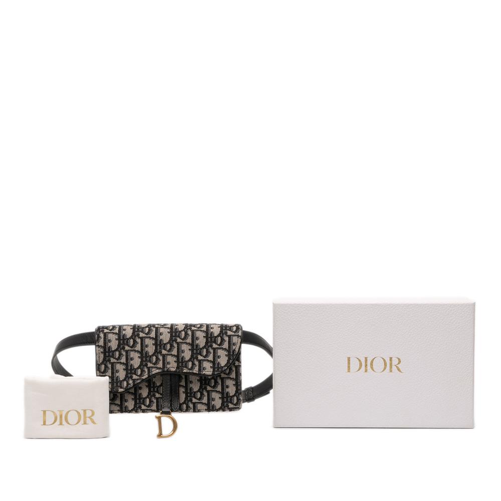 Christian Dior AB Dior Blue Navy Canvas Fabric Oblique Saddle Belt Bag Italy