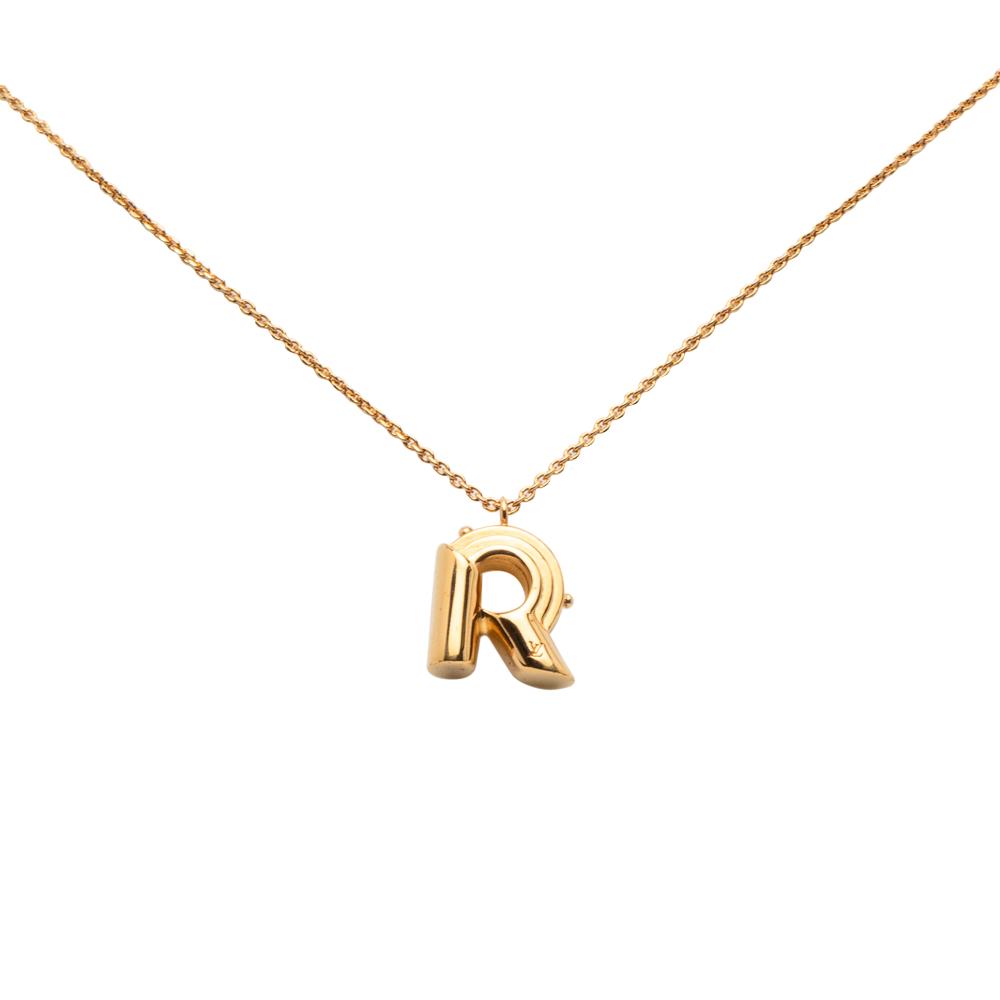Louis Vuitton AB Louis Vuitton Gold Gold Plated Metal LV and Me Letter R Pendant Necklace Italy