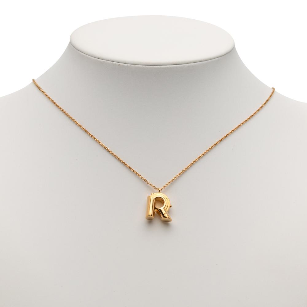 Louis Vuitton AB Louis Vuitton Gold Gold Plated Metal LV and Me Letter R Pendant Necklace Italy