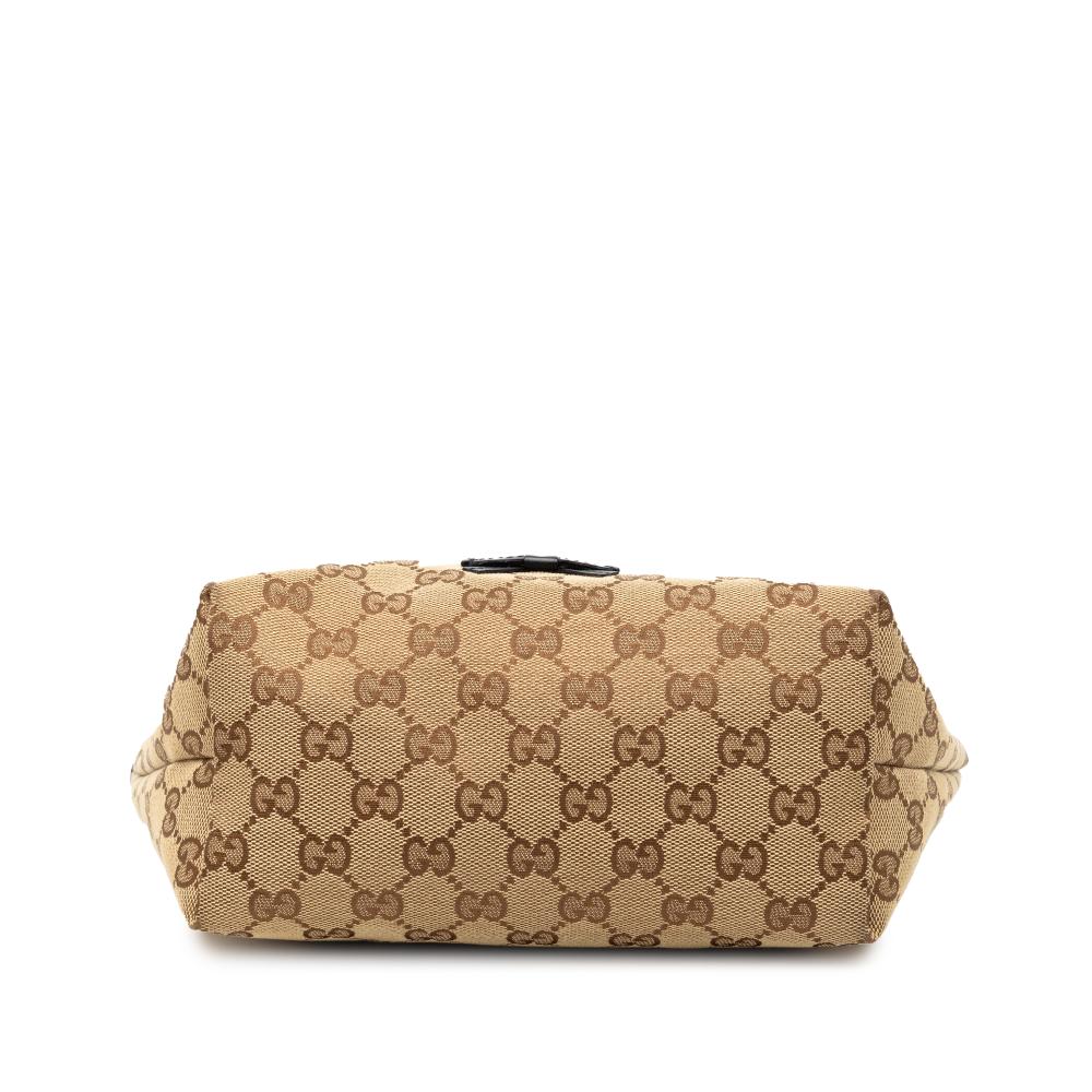 Gucci AB Gucci Brown Light Brown Canvas Fabric GG Zoo Handbag Italy