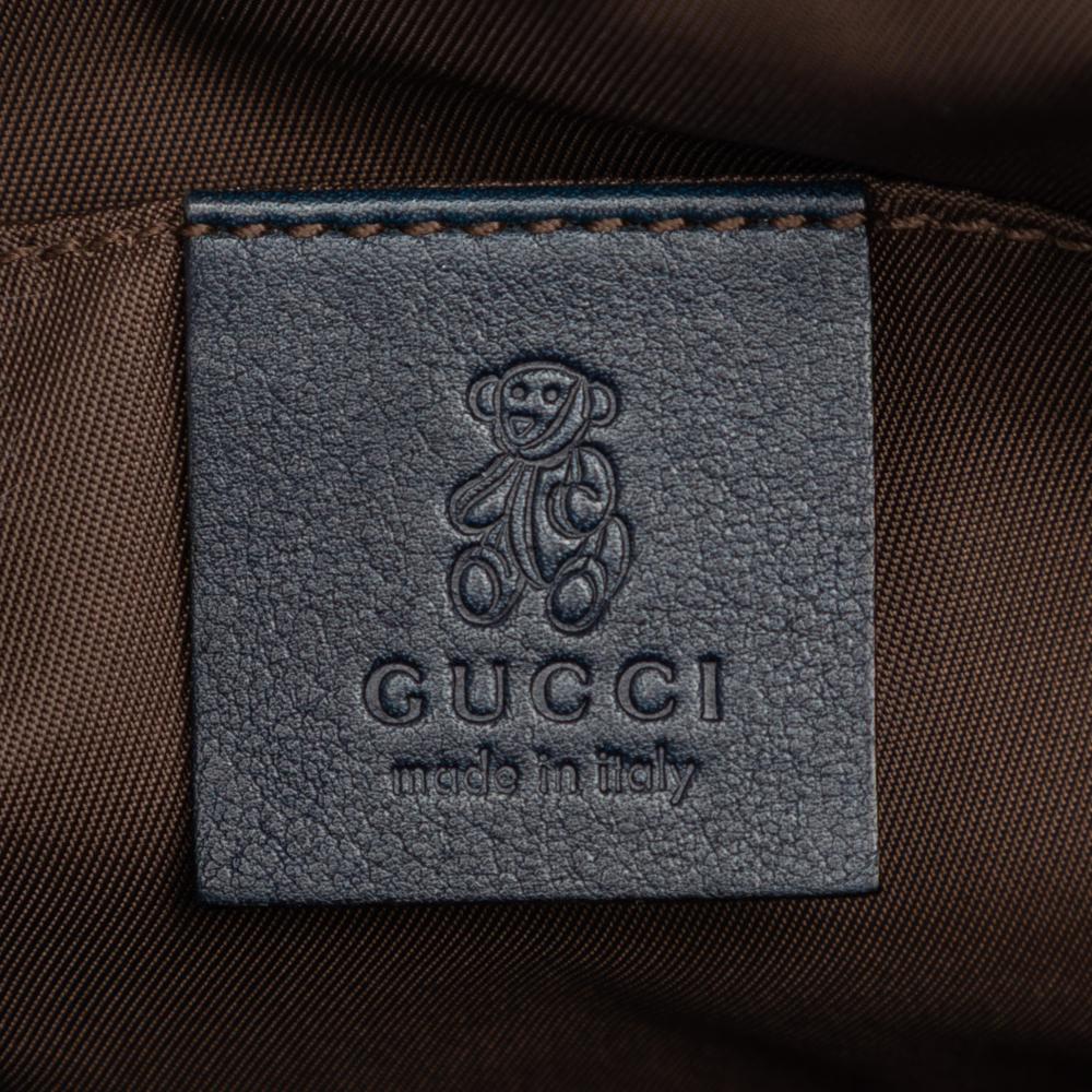 Gucci AB Gucci Brown Light Brown Canvas Fabric GG Zoo Handbag Italy