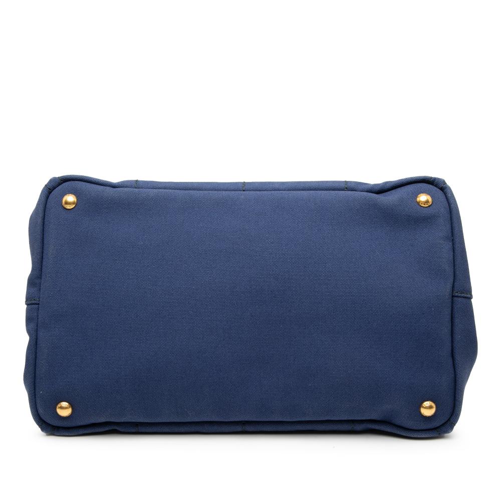Prada B Prada Blue Dark Blue Canvas Fabric Canapa Logo Tote Italy