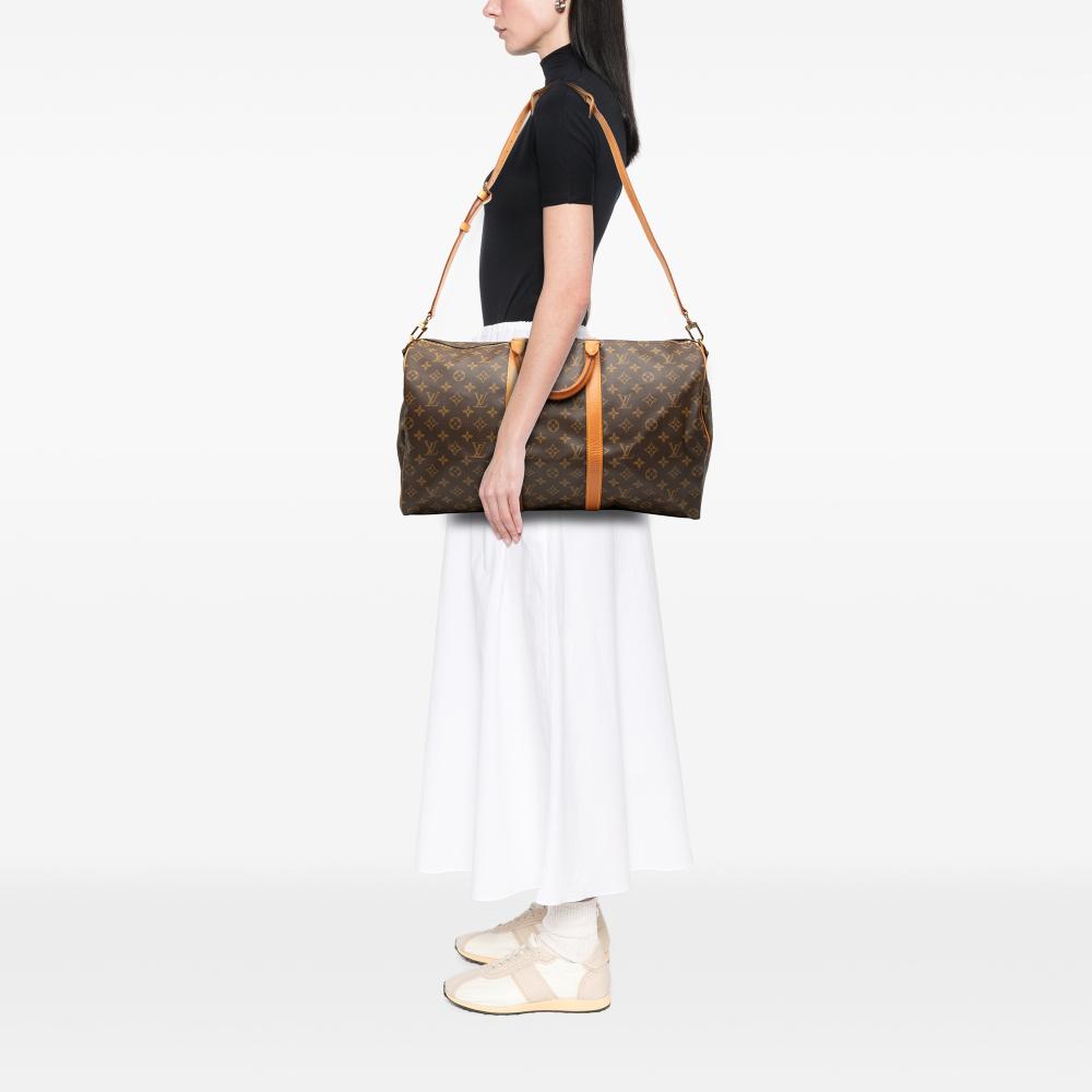Louis Vuitton B Louis Vuitton Brown Monogram Canvas Fabric Monogram Keepall Bandouliere 50 United States