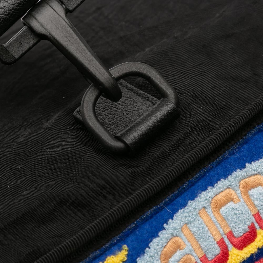 Gucci AB Gucci Black Nylon Fabric 80s Patch Convertible Belt Bag Italy