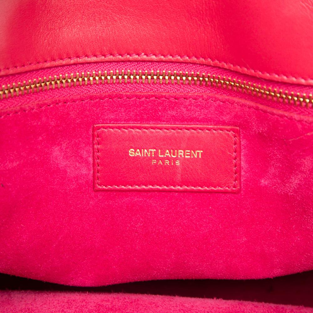 Saint Laurent B Saint Laurent Pink Dark Pink Calf Leather Small Sac De Jour Satchel Italy